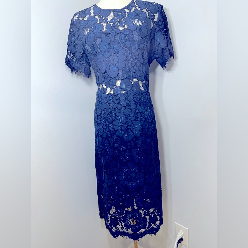 NSR Navy Blue Short Sleeve Midi Dress